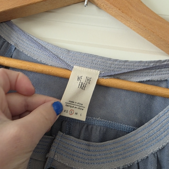 We The Free Boho Peasant Longsleeve Womens S Blue Cotton Blend Cottagecore - Picture 3 of 7